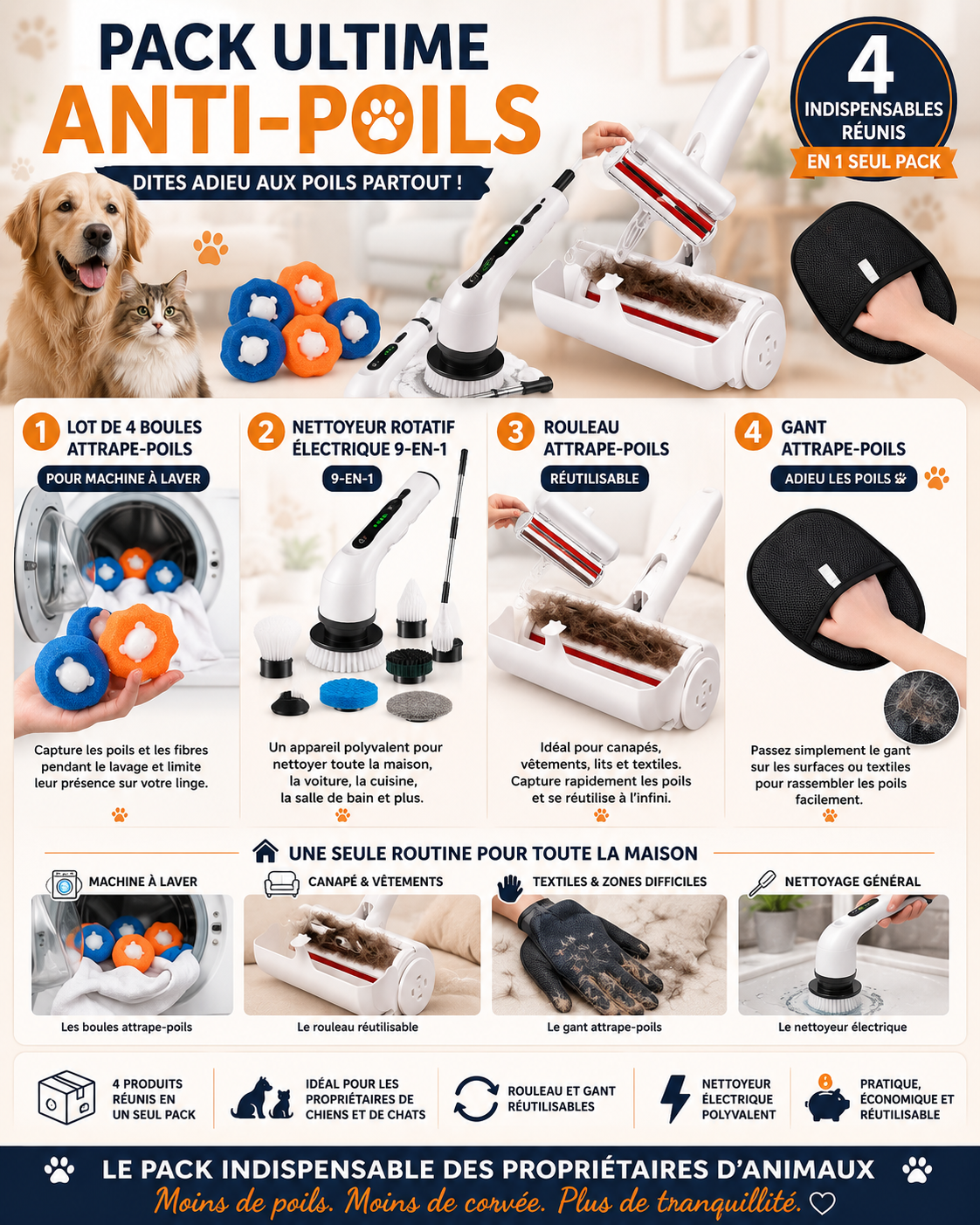 🐾 PACK ULTIME ANTI-POILS