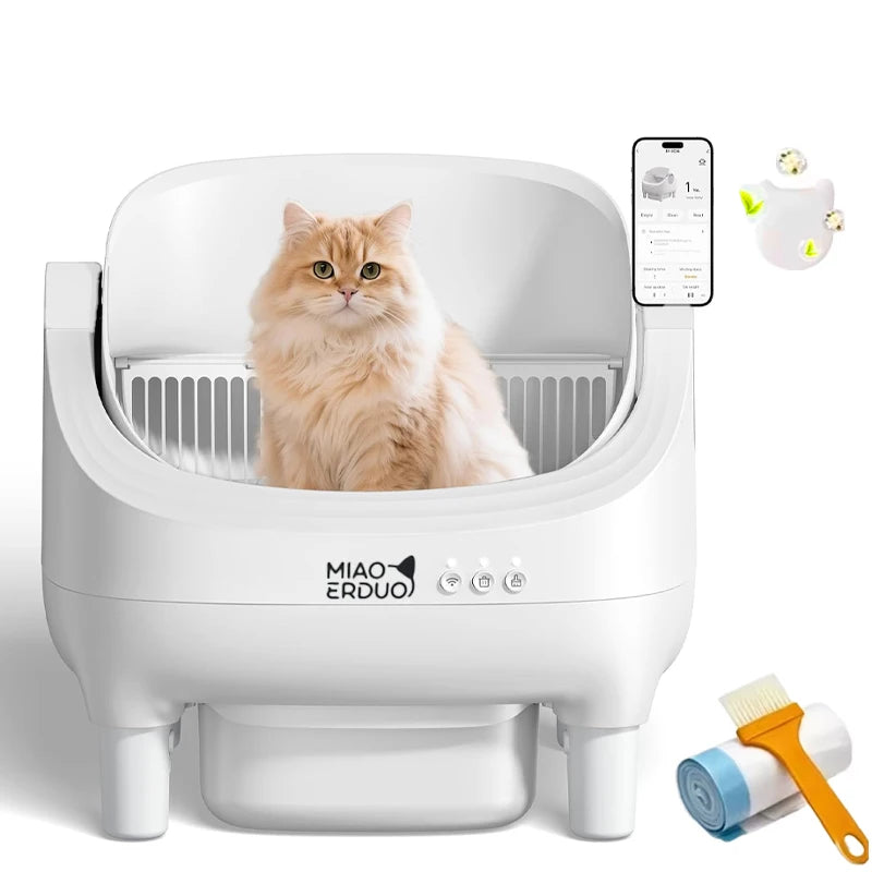 MIAOERDUO 2026 – Bac à litière électrique autonettoyant pour chat 75 L