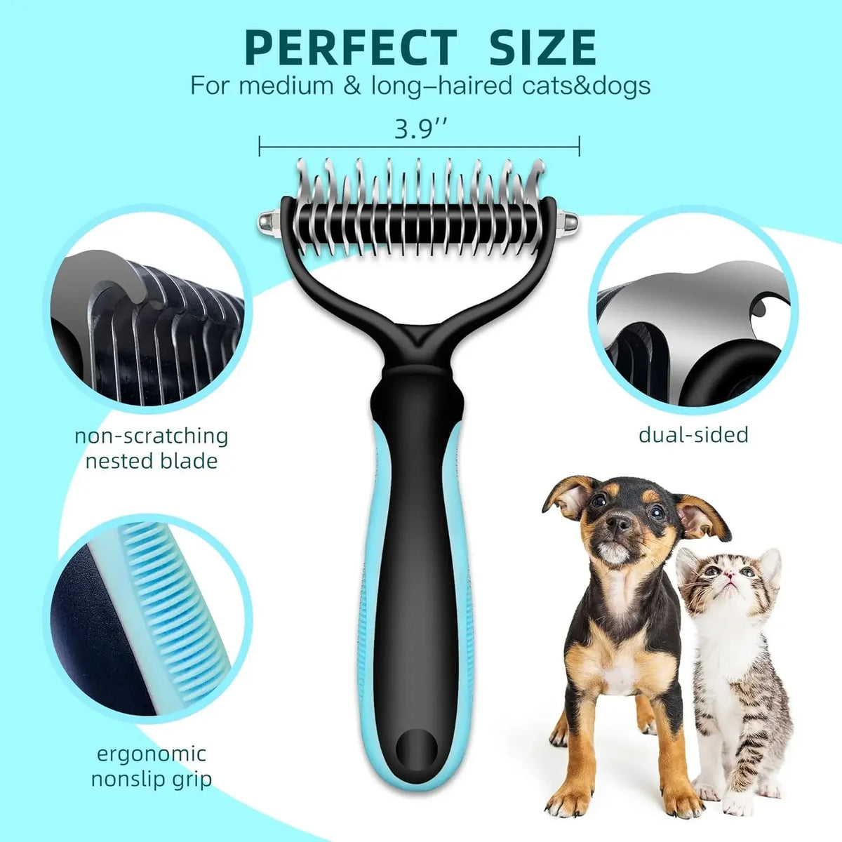 Peigne démêlant et anti-poils pour chien et chat 🐶🐱