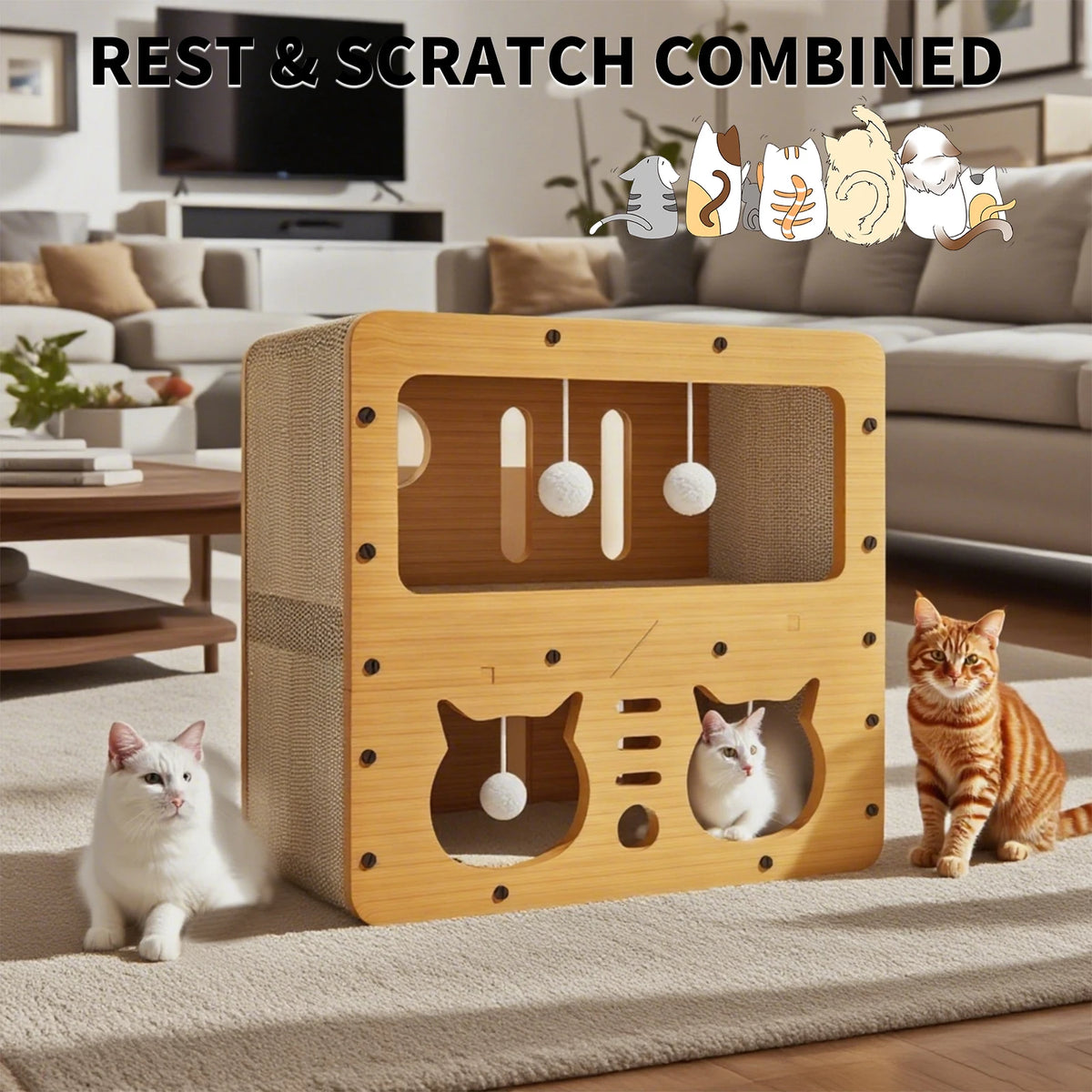 🐱 Villa 2-en-1 pour chat – Maison