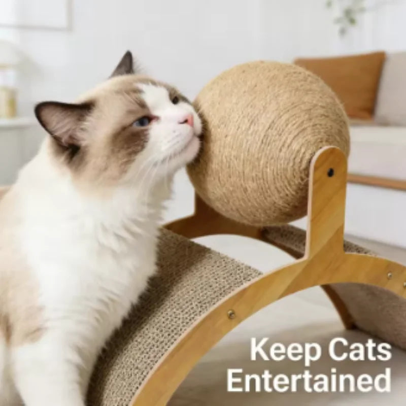 🐱 Griffoir à balle rotative pour chat – Roue interactive en sisal