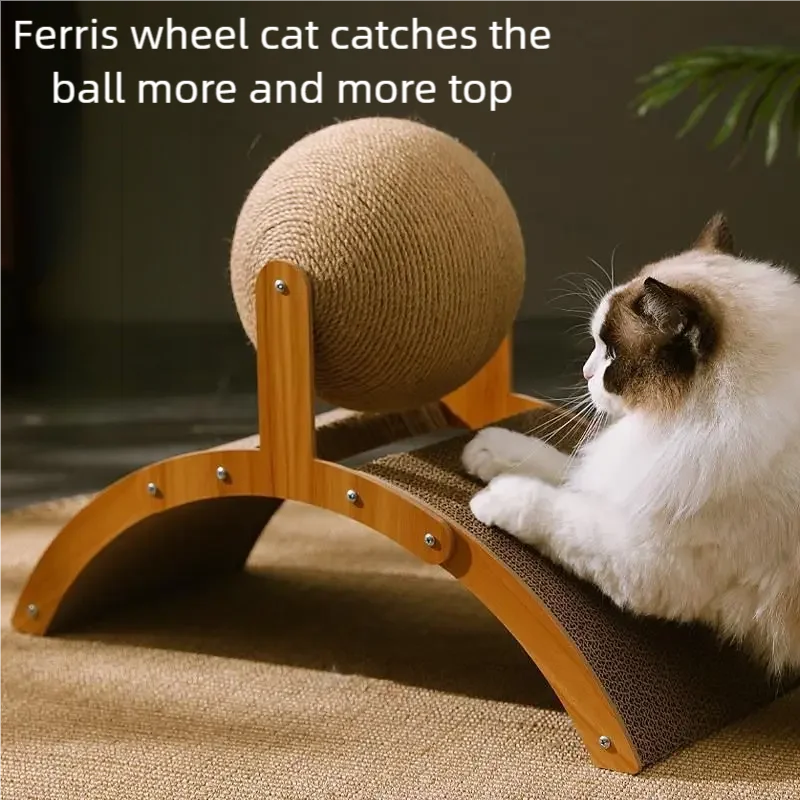 🐱 Griffoir à balle rotative pour chat – Roue interactive en sisal