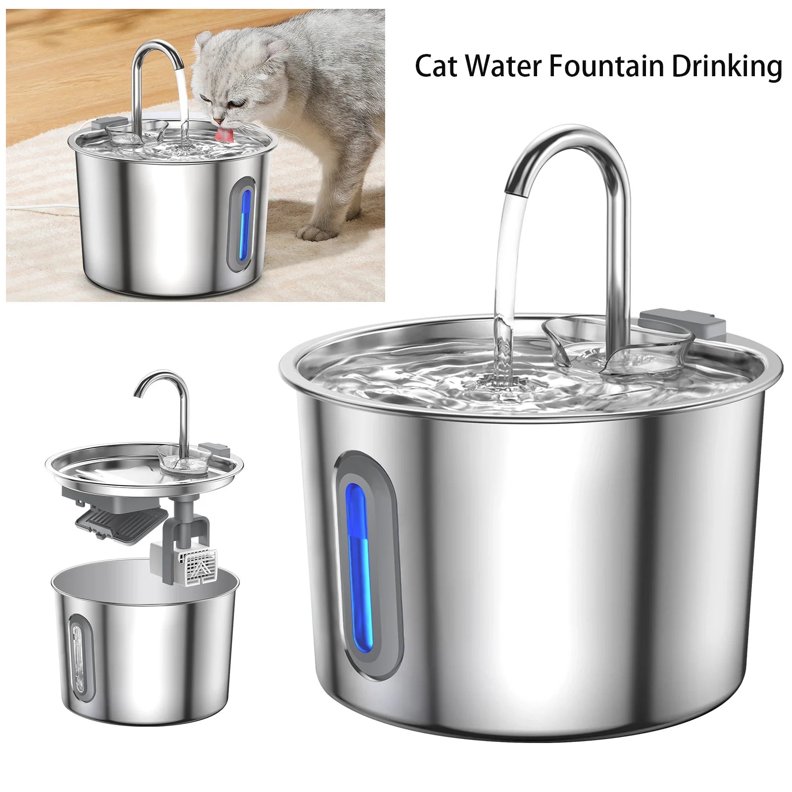 💧 Fontaine à eau pour chiens et chats 2,2 L –  pompe silencieuse