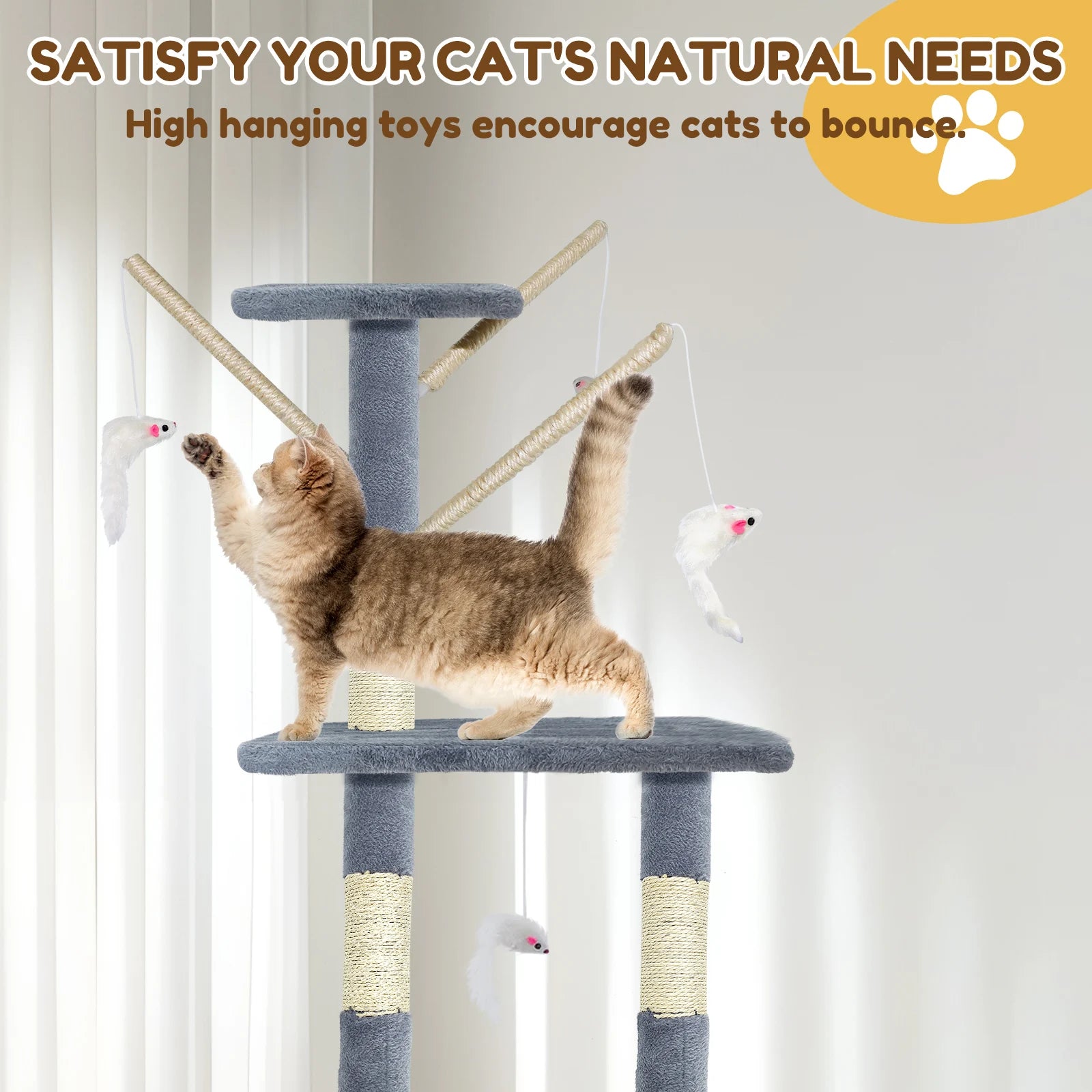 🐱 Grand arbre à chat 5 niveaux et plus