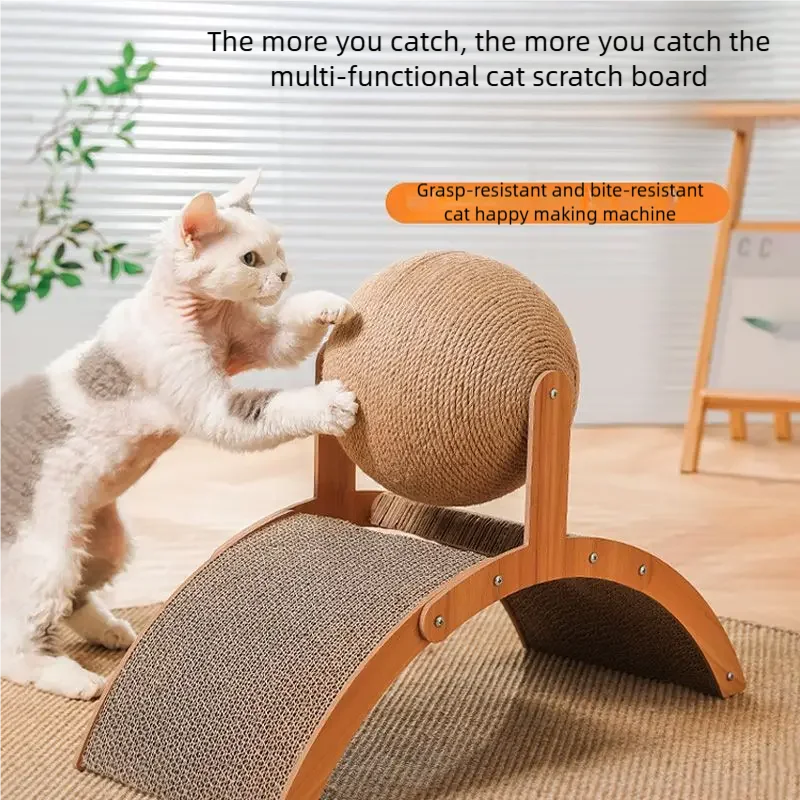 🐱 Griffoir à balle rotative pour chat – Roue interactive en sisal