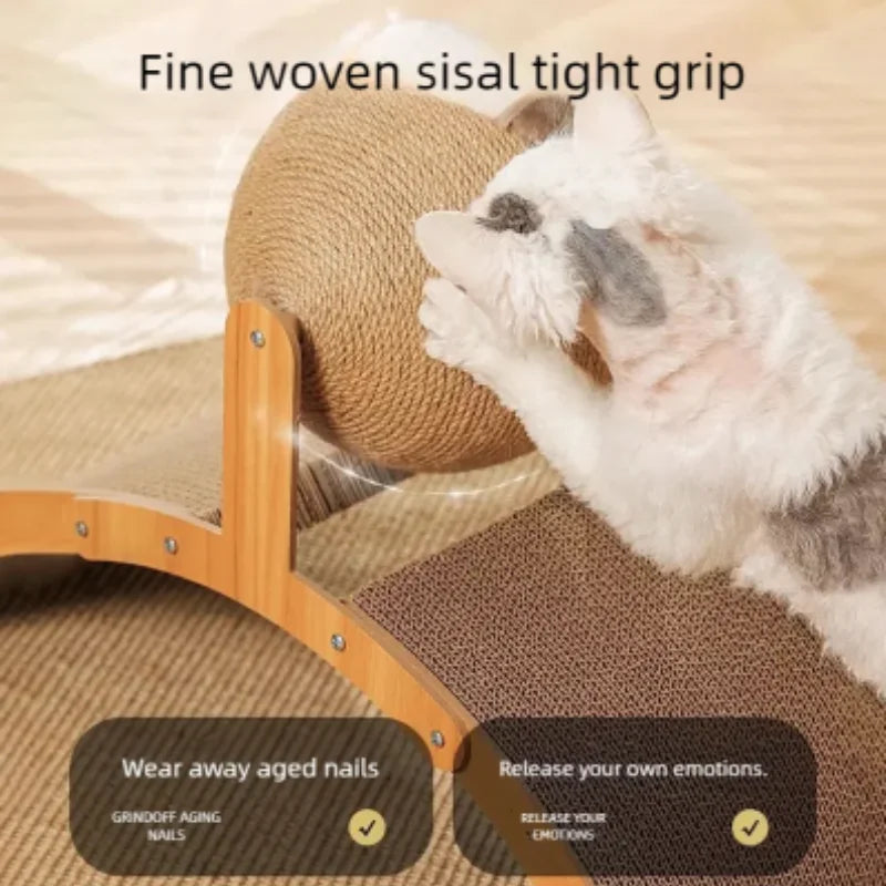 🐱 Griffoir à balle rotative pour chat – Roue interactive en sisal